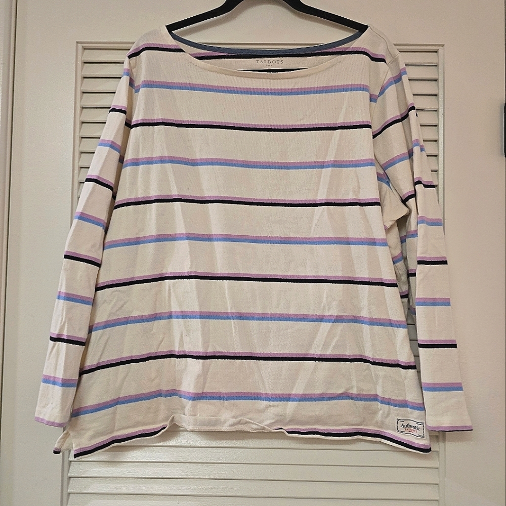 Talbots - (Plus-Size) Stripe 100% Cotton Long-Sleeve Top